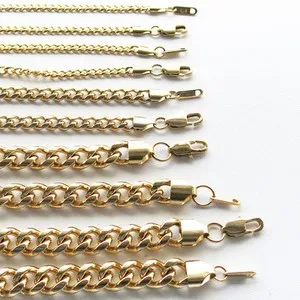 Authentic 18K Gold Plated Cuban Curb Chain Necklace or Bracelet for Men Women – Various