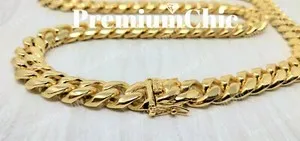 Authentic Mens Miami Cuban Link Chain HEAVY 14k 18K Gold Plated Hip Hop
