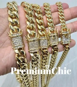 Authentic Miami Cuban Link Chain 14k Gold Plated with Blinged Out CZ Clasp