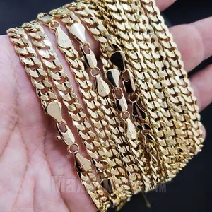 Authentic Premium 14K Stamped Gold plated 4~10mm Miami Cuban Chain Bling Necklace