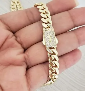 Authentic Men Women 14K Gold Plated Monaco Cuban Chain Necklace 20"