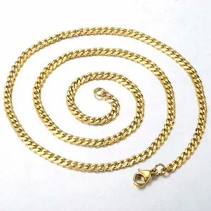Authentic 3mm Gold Plated Curb Cuban Link Chain Necklace 16-30" Mens