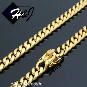 Authentic 18-40"MEN 7mm Silver/Gold Plated Miami Cuban Curb Chain Necklace