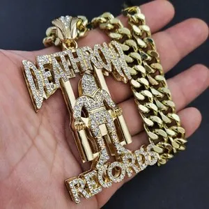 Authentic Hip Hop Rapper Cubic Zirconia Gold Plated Pendant 18" ~ 30" Cuban Chain Necklace