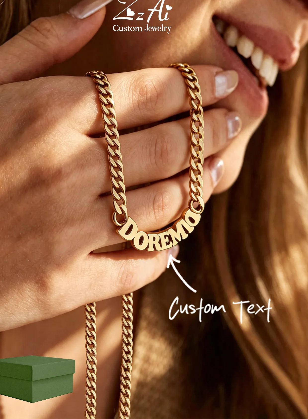 Authentic 1PC Custom Gothic Name Necklaces For Women 18K Gold Color Cuban Chain Name Necklace Wedding Jewelry