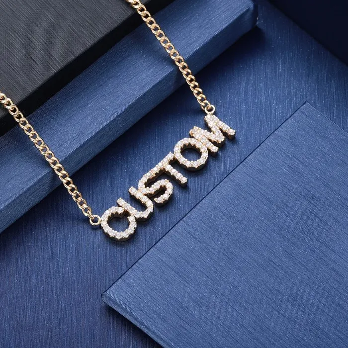 Authentic Custom 9mm Letters Name Adjustable Necklaces Zircon Pendant With Letters Numbers Cuban Chain Crystal Jewelry Necklace For Women