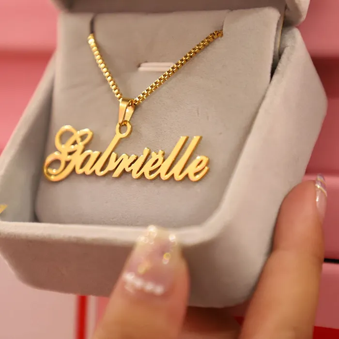 Authentic Custom Name Letter Pendant Necklace Cuban Link Chain for Man Woman Valentine's Day Name Choker Personalized