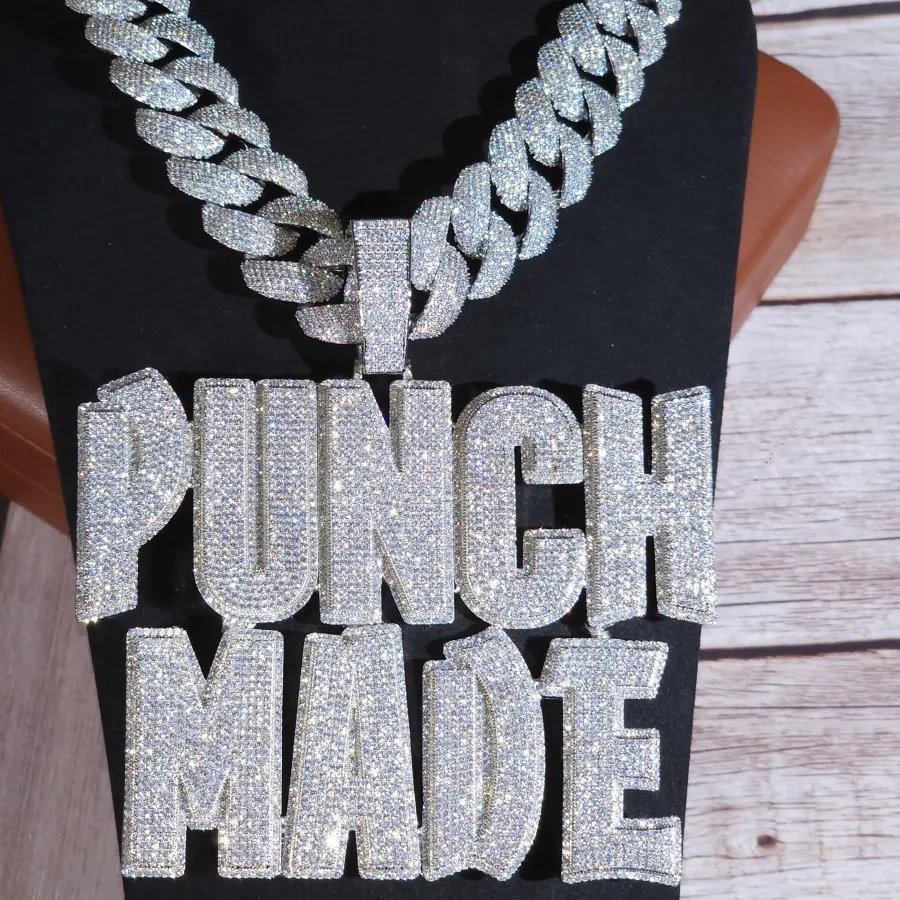 Authentic ICEC Custom Hiphop Name Pendant Iced Out CZ Stones 22mm Cuban Chain Street Style Luxury Charm Thick Link