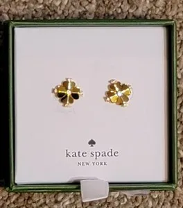 Authentic Kate Spade York Spade Flower Stud Earrings Gold Plated. In Box!