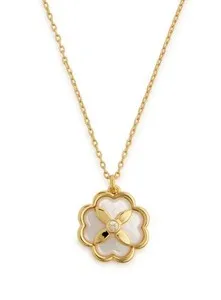 Authentic NWT Kate Spade York gold-plated 16-19” necklace Mother of Pearl floral charm