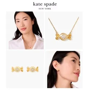 Authentic NWT Kate Spade TREAT YOURSELF CANDY 12-K Matte Gold Plated Earrings & Necklace