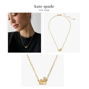 Authentic NWT Kate Spade PICTURE PERFECT 12-K Matte Gold Plated CZ Crystal Camera Necklace