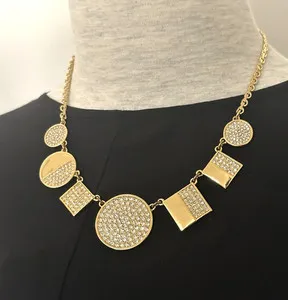 Authentic Kate Spade York Gold Plated Pavé Geometric Frontal Necklace 17" NWT $148