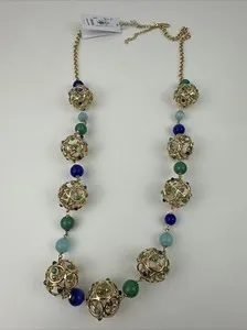 Authentic KATE SPADE "Brilliant Bauble" Gold Plated Multi-Color Resin Long Necklace