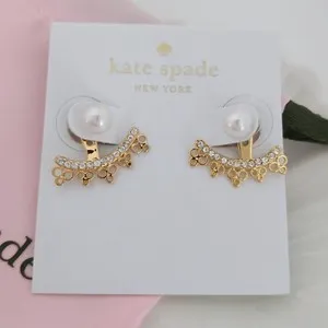Authentic KATE SPADE 12K Gold-Plated Cream Multi Chantilly Charm Ear Jackets O0RU1973