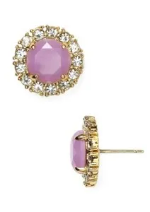 Authentic Kate Spade 'secret garden' lilac stone gold plated round stud earrings $128
