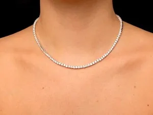 Authentic 20Ct Round Cut 3MM Lab-Created Diamond Tennis Necklace 14K White Gold Plated 18"