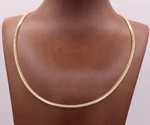Authentic 3mm Italian Reversible Omega Chain Necklace 14K Yellow Gold-Plated Silver 925