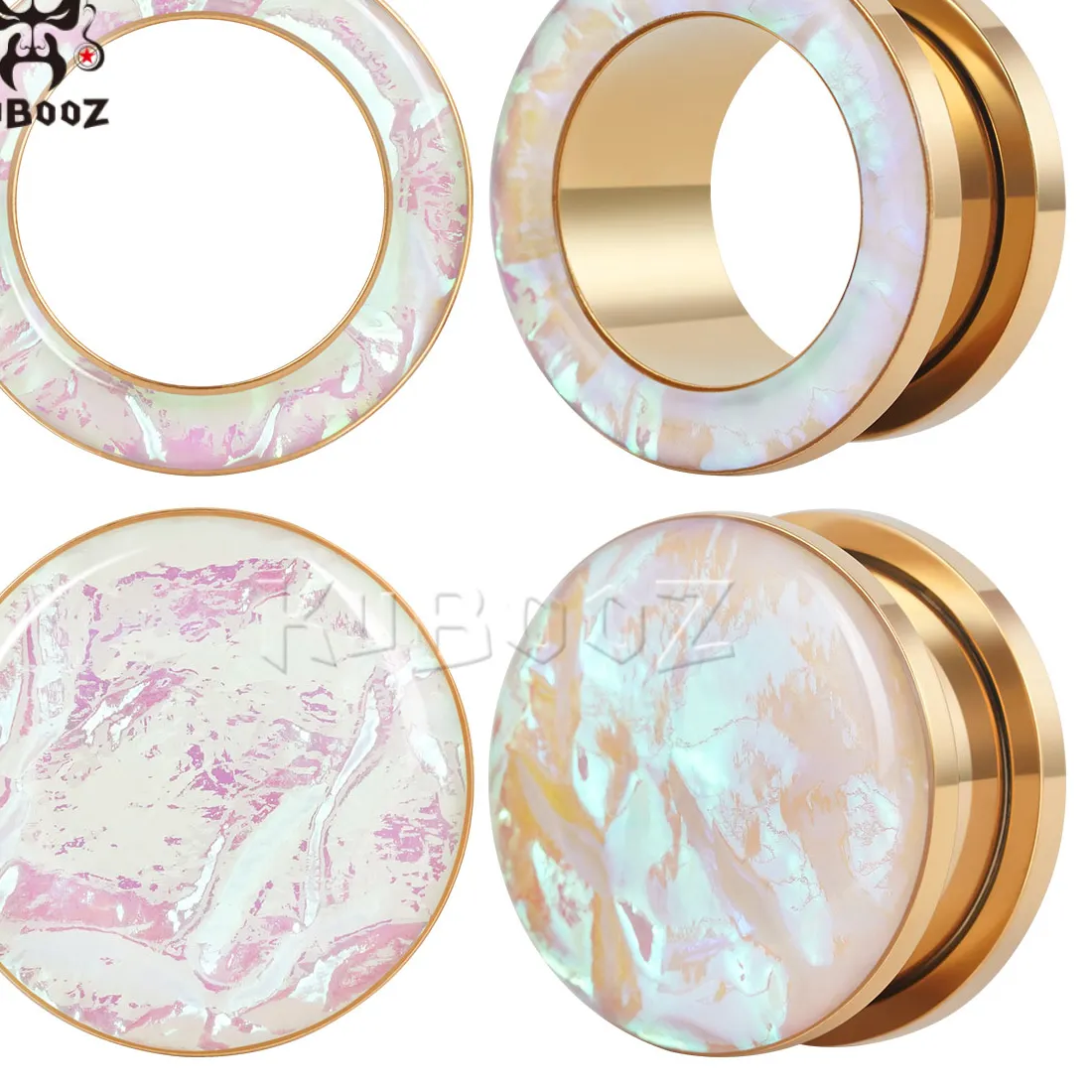 Authentic Guardian of the Tides: Pink Iridescent Shell Inlay Gauges for Serenity