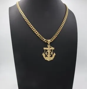 Authentic The Sacred Anchor Gold Jesus Pendant and Curb Chain