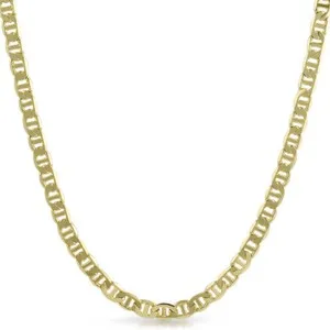 Authentic 6mm Gold Plated Italian Mariner Mens Chain Necklace