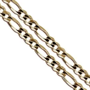 Authentic Gold Plated Figaro Chain 5mm Solid Link Necklace