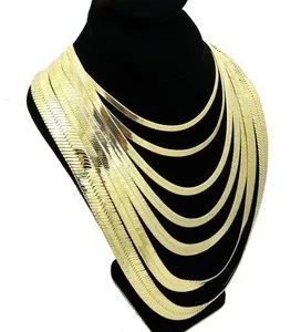 Authentic Herringbone Chain Necklace 14k Gold Plated 3mm to 14mm wide 16" 18" 20" 24" 30"