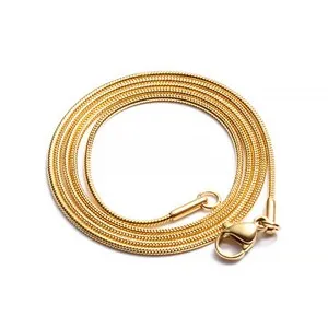 Authentic 0.9-2mm Women Men 18K Gold Plated Round Snake Chain Anti-tarnish