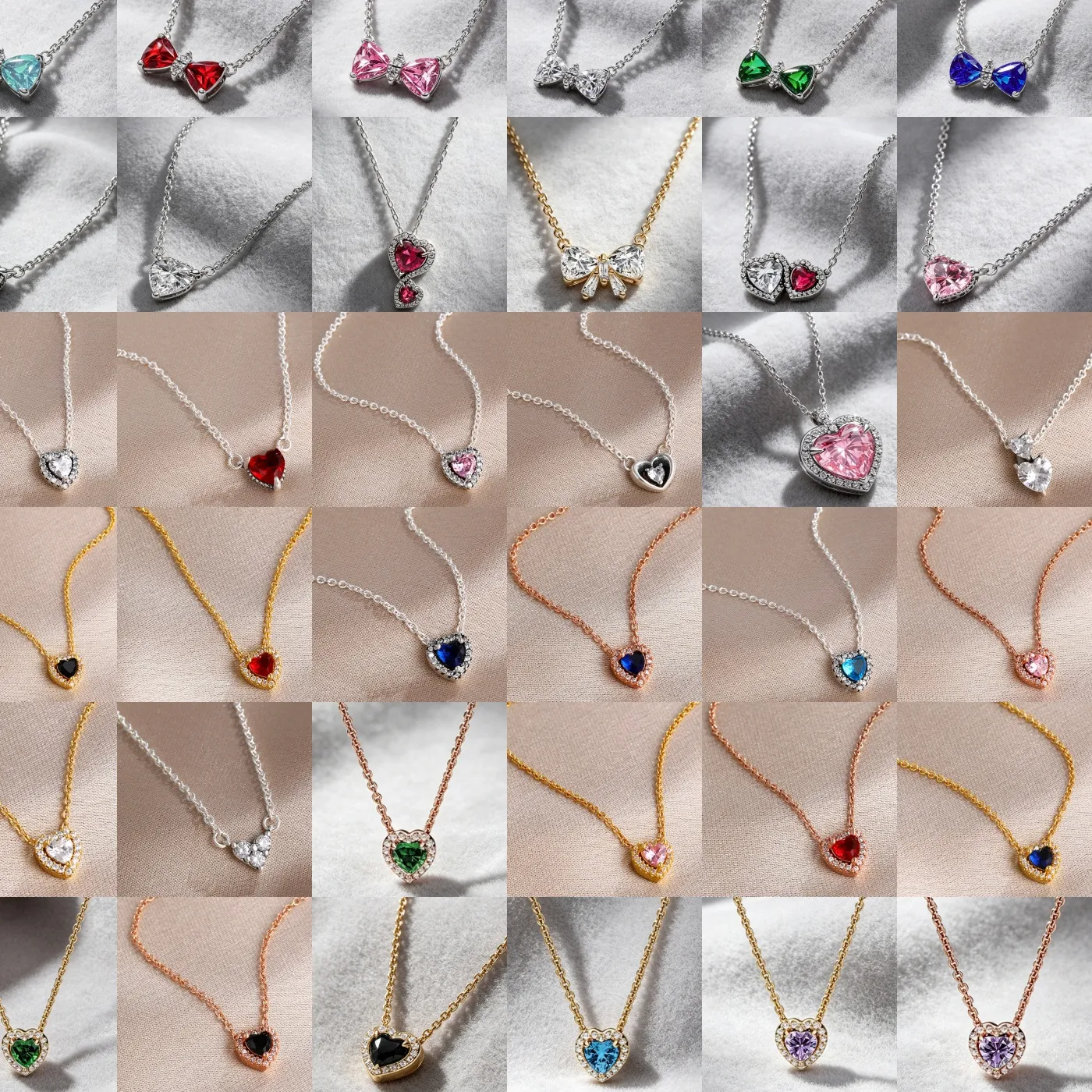 Authentic 2026 Heart-Shaped 925 Sterling Silver Elevated Red&Pink&Blue&White Heart Colorful Necklace Lover's Holiday Jewelry