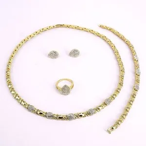 Authentic 4 Piece Set Necklace Bracelet Ring Earrings Set - Gold Plated 14K