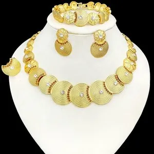 Authentic 4 piece set Neclace Earring Bracelet, Ring. Costume Jewelry 12k Gold plated