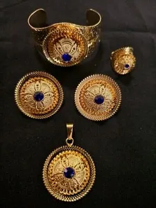 Authentic Bollywood Style 4 Piece Gold Plated Jewelry Set