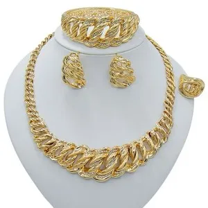 Authentic 4 Piece Set, Necklace, Bracelet, Ring, Earrings - Gold Plated 14K