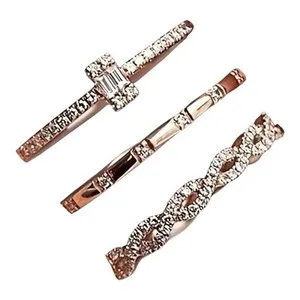 Authentic 3 Piece 14k Gold Plated Cubic Zirconia Engagement Ring Set Size 8 4️⃣