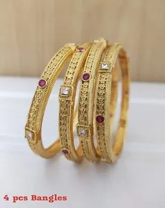 Authentic 4Piece Indian Jewelry Bangle Bollywood Ethnic Gold Plated Wedding Bangle