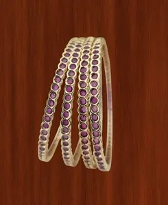 Authentic 4 Piece Ruby Bangle Indian Jewelry Bollywood Style Gold Plated Ethnic Bangles