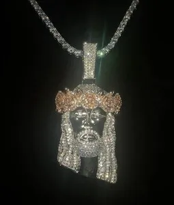 Authentic 18k Gold Plated Two Tone Jesus Piece Pendant & 4 mm Tennis Chain