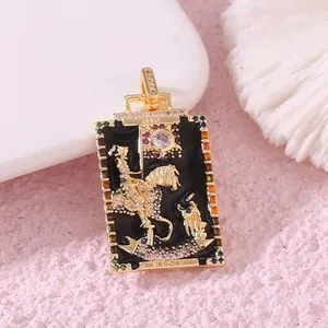 Authentic The Veiled Destiny: 18K Gold Plated Black Enamel Tarot Talisman