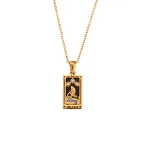 Authentic Women’s Necklace 18k Gold Plated Tarot Card STAR Pendant