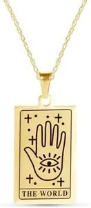 Authentic Tarot Card The World Charm Pendant 18" Necklace in 925 Sterling Silver