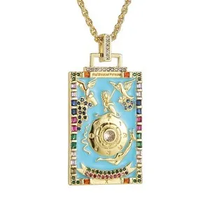 Authentic Tarot Cards Necklace for Women Dainty 14K Gold Plated Cubic Zirconia Fortun - 08