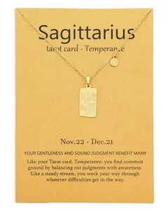 Authentic 14k Gold Plated Sagittarius Necklace Temperance Tarot Card Constellation Jewelry