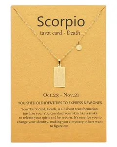 Authentic 14k Gold Plated Scorpio Necklace Death Tarot Card Constellation Jewelry Birthday