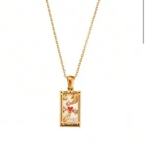 Authentic Tarot Card Pendant Necklace - The Lovers Card - 18K Gold Plated - Star Sign