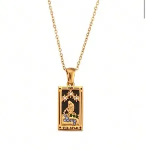 Authentic Tarot Card Pendant Necklace - The Star Card - 18K Gold Plated - Star Sign
