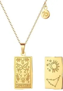 Authentic Capricorn Ram Horoscope Zodiac Astrology Tarot Card Pendant Necklace Gold Plated