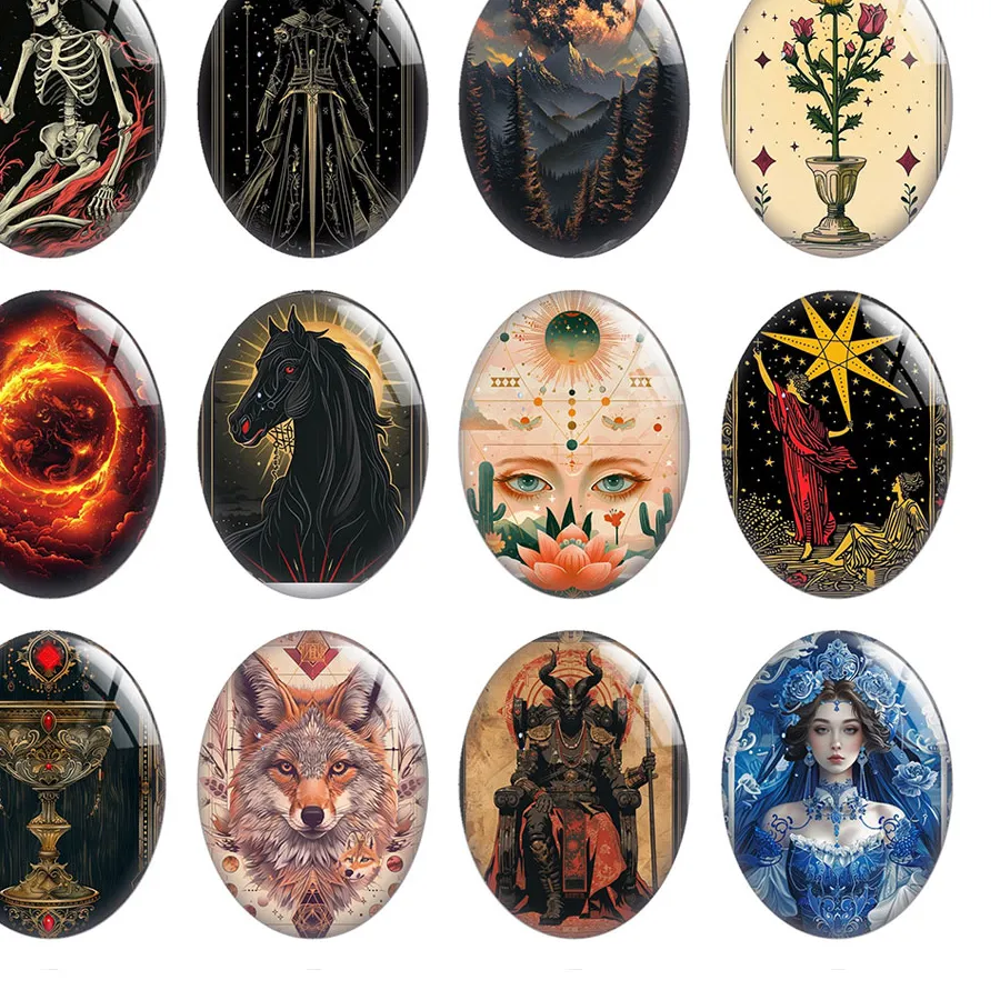 Authentic Arcane Tarot and Skull Cabochons for Esoteric Crafting
