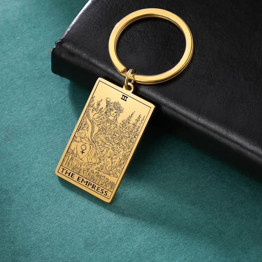 Authentic Tarot Key Chain Arcana Pendant Good Luck Key Ring Wizardry Worship Jewelry Accessories