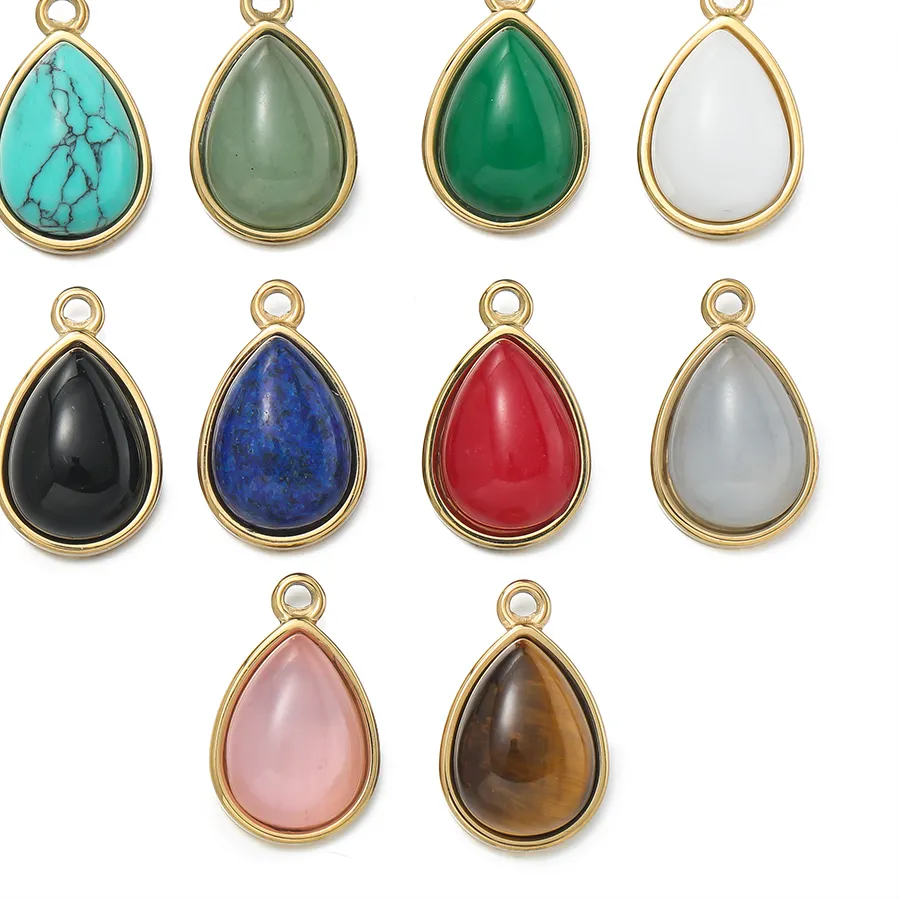 Authentic 1pcs/pack Natural Stone Oval Water Droplets Shape Pendants For DIY Bracelet Necklace Jewelry Making Accessories