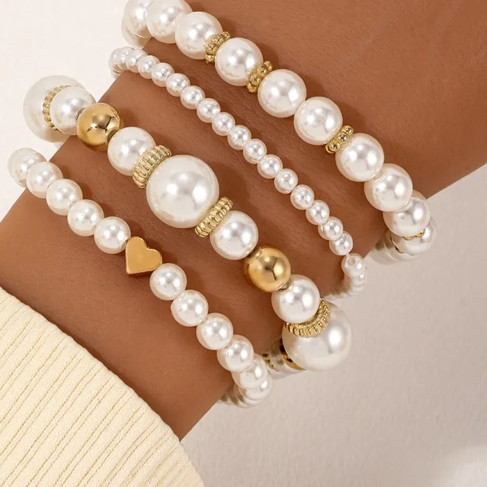 Authentic Pearls of Endless Devotion: 4-Piece Love Bracelet Set for the Heart-Driven Soul